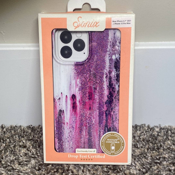 Sonix iPhone 12 Pro Max Phone Case Purple Glitter MagSafe New - Picture 1 of 1